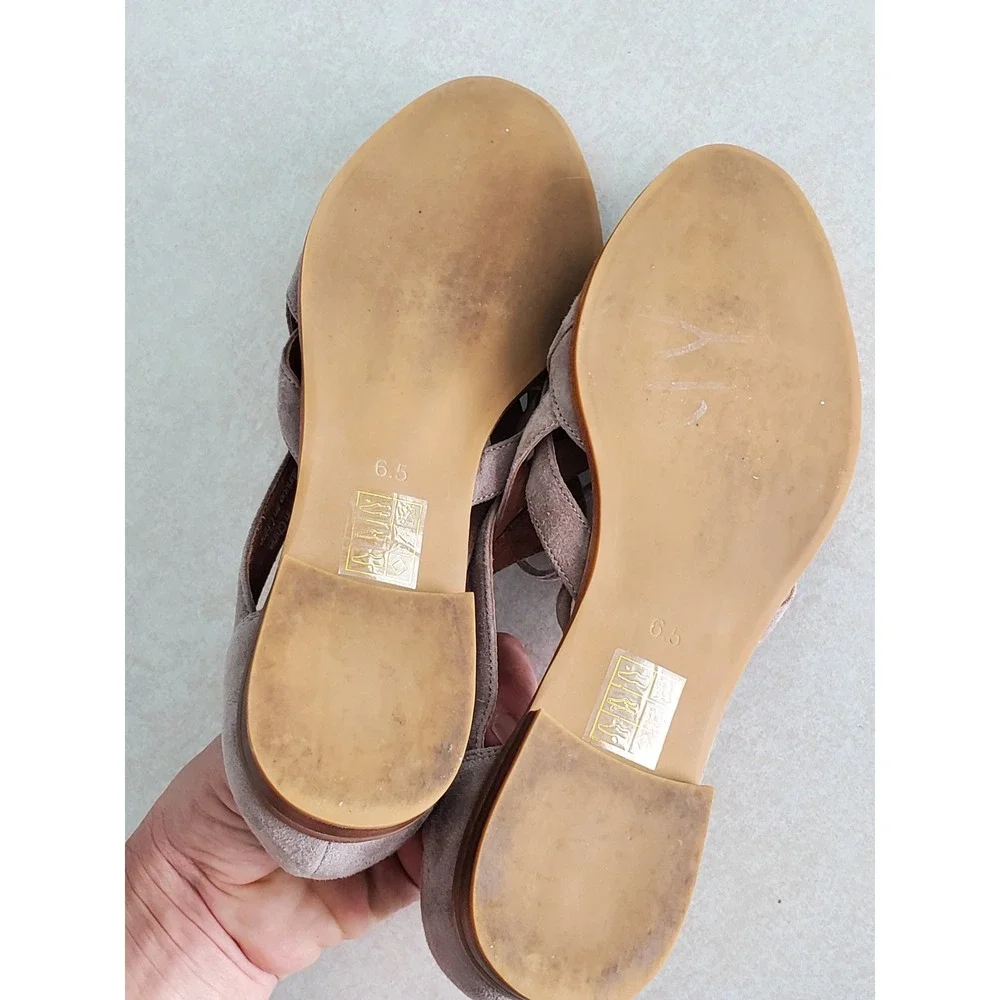 Jeffrey Campbell Canela Flats Taupe Suede Woven Huarache Sandals Size 6.5 Boho‎